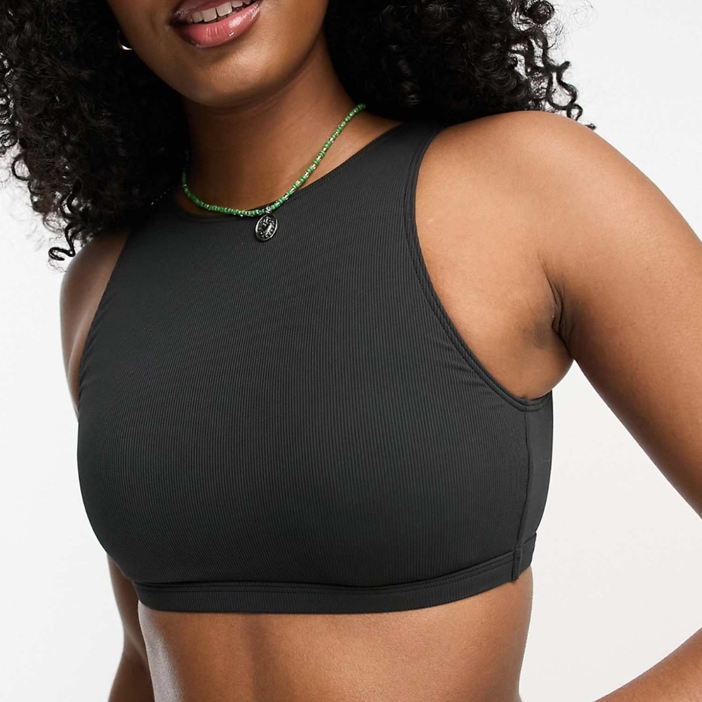 NWT Roxy Pop Up long line crop bikini top in black XS